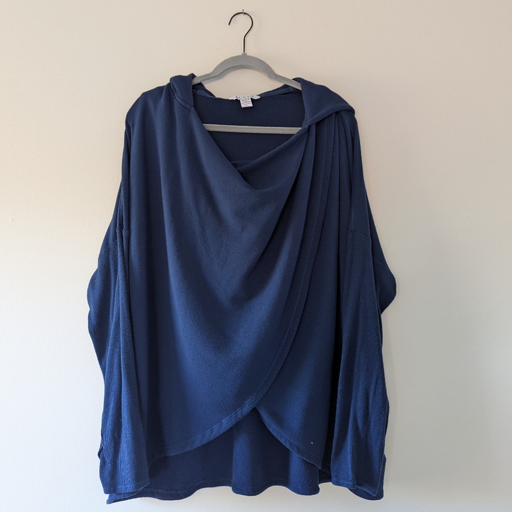 Athleta Purana Wrap Sweatshirt Enchanted Blue Plush Nirvana Soft Cozy - Picture 3 of 11